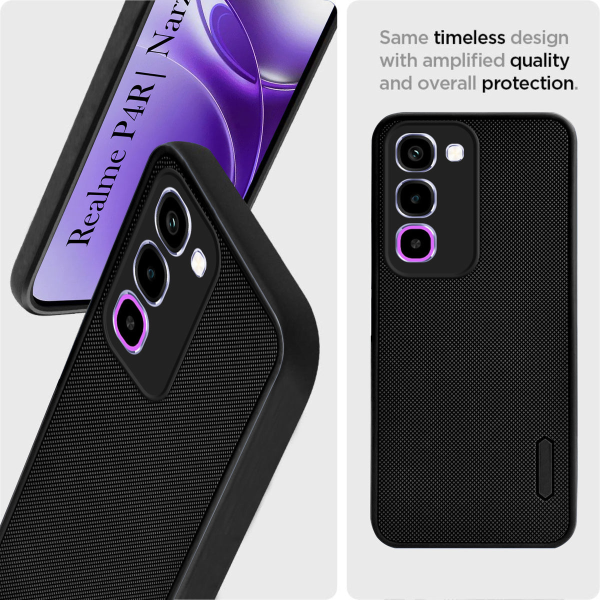 For Realme P4R 5G | Realme Narzo 100X 5G Back Cover Case Rubberised (Textured Grip Design| Micro-Fiber Cloth Inside | Slim and Light Weight | Soft Touch and Feel)
