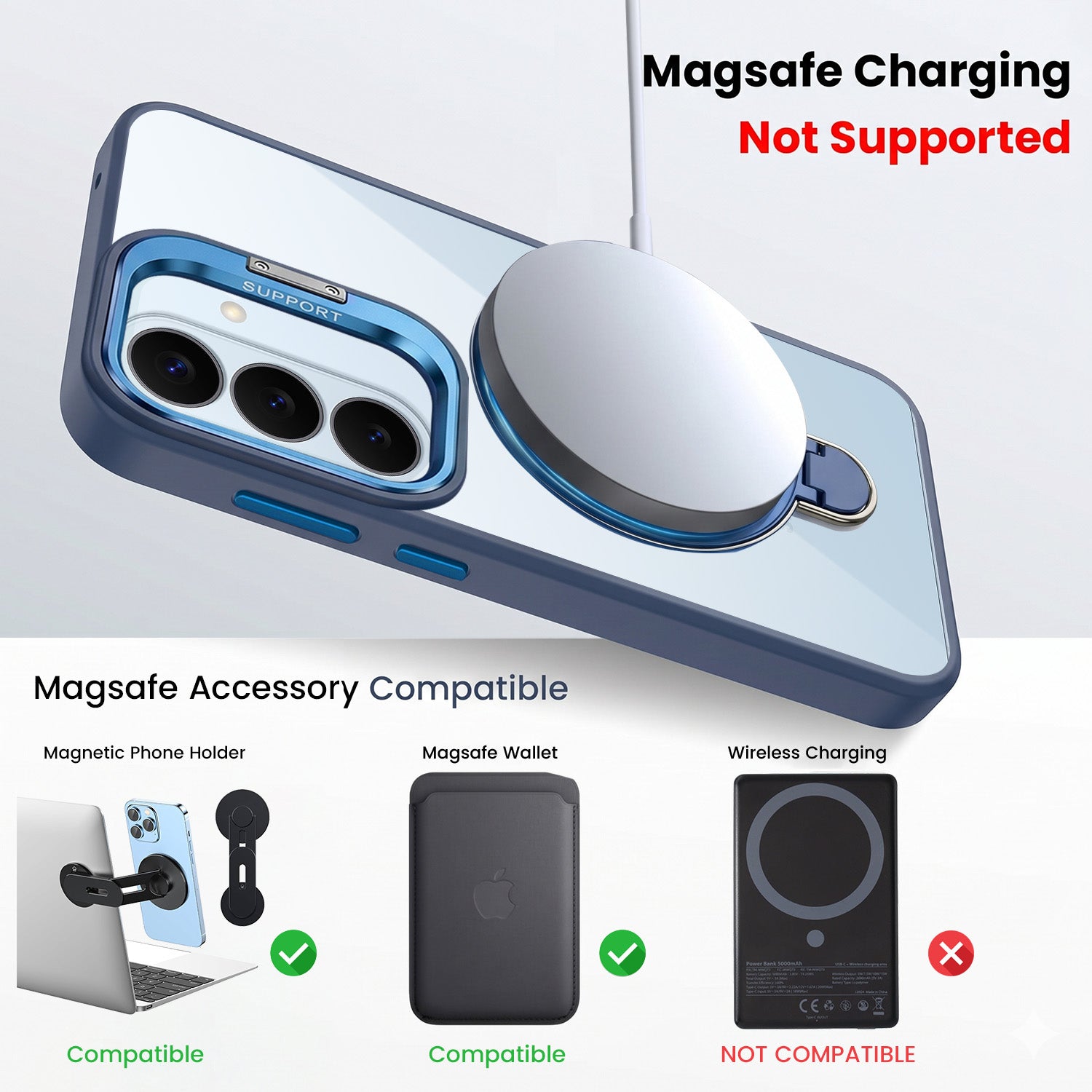 For Samsung Galaxy S26 5G Back Cover Case Crystal (Lifetime Anti Yellow | Magnetic Ring Stand | Camera Lens Protection | MagSafe Compatible)