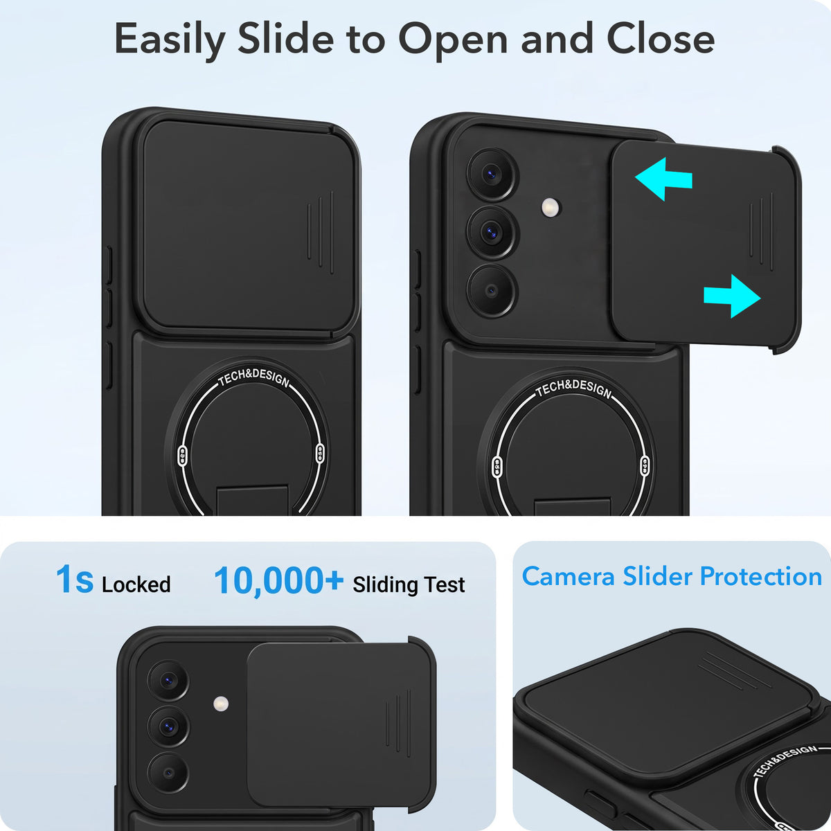 For Samsung Galaxy A37 5G Back Case Cover Metallic (Hybrid Armor Kickstand | Sliding Shutter Camera Protection | MagSafe Compatible)