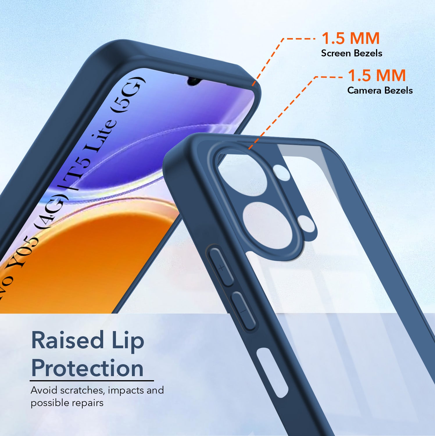For Vivo Y05 (4G) | Vivo T5 Lite (5G)  Back Cover Case Ultra-Hybrid (Lifetime Anti Yellow | Anti Scratch | Crystal Clear Shockproof)