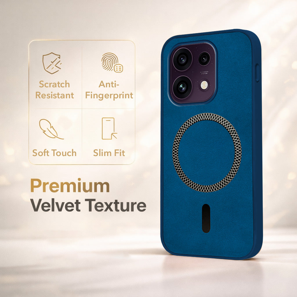 For Oppo Reno 16C 5G Back Cover Case Leather Finish (MagSafe Compatible Wireless Charging | Soft Touch | Camera Bump Protection)