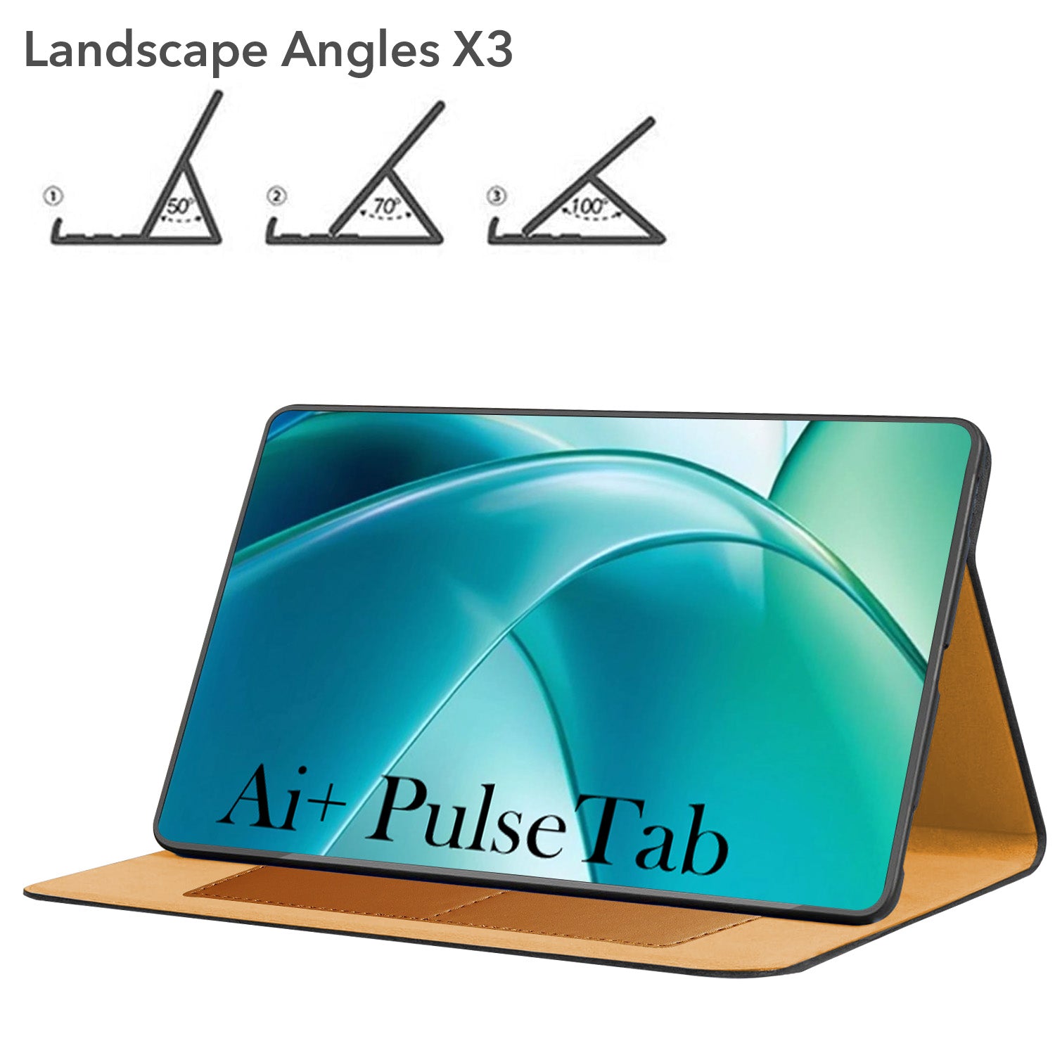 For Ai+ Pulse Tab 10.95 Inch Flip Cover Folio Cover (PU Leather | Multi-Angle Smart Stand | Card Storage Slots | Silicone Back Pouch)