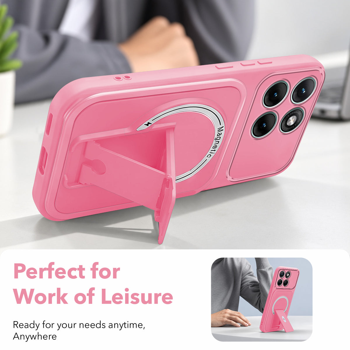 For Motorola Moto Edge 70 Fusion Back Case Cover Metallic (Hybrid Armor Kickstand | MagSafe Compatible | Camera Protection Shockproof)