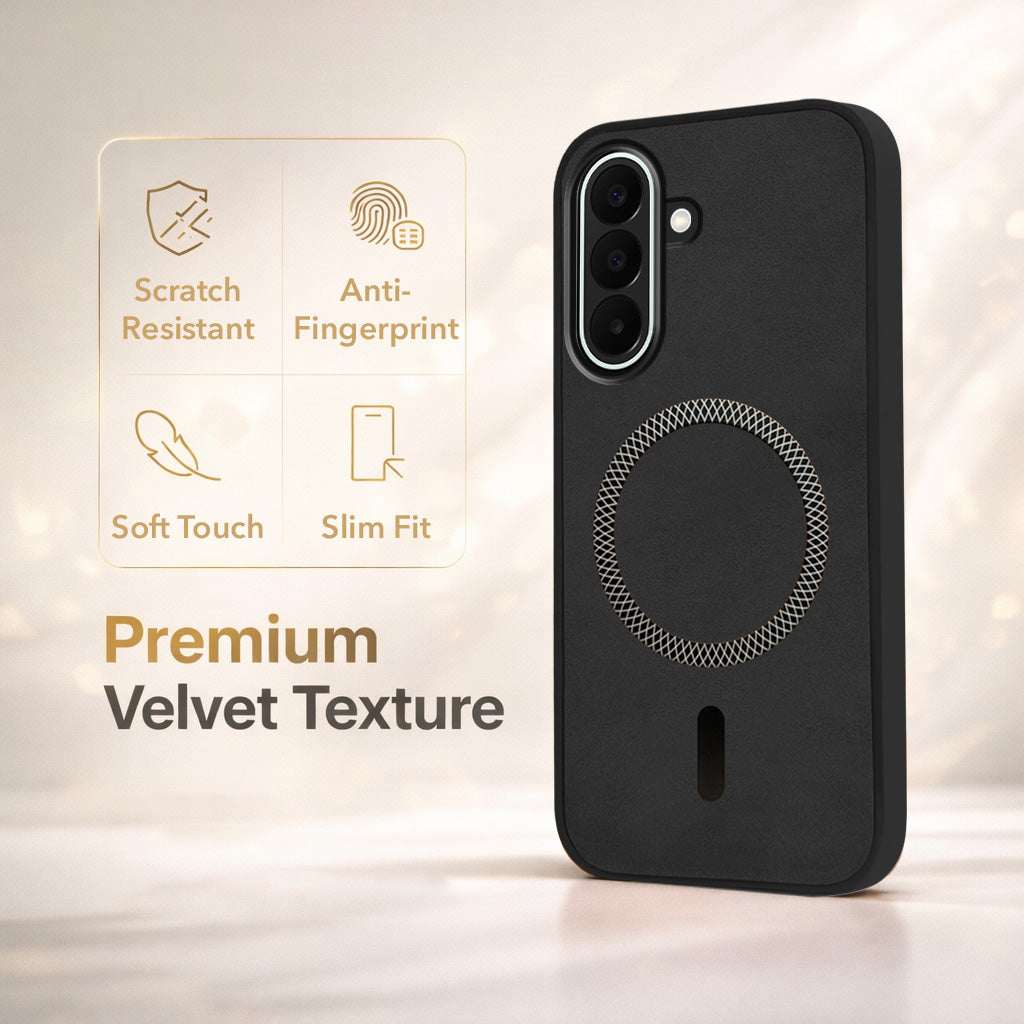 For Samsung Galaxy F70 Pro 5G Back Cover Case Leather Finish (MagSafe Compatible Wireless Charging | Soft Touch | Camera Bump Protection)