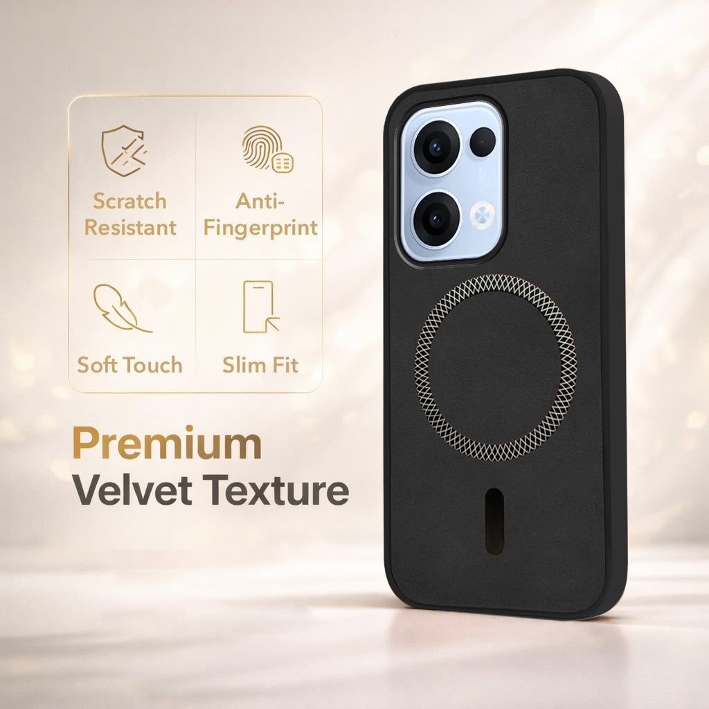 For Oppo Reno13 5G | Oppo Reno 13 5G Back Cover Case Leather Finish (MagSafe Compatible Wireless Charging | Soft Touch | Camera Bump Protection)