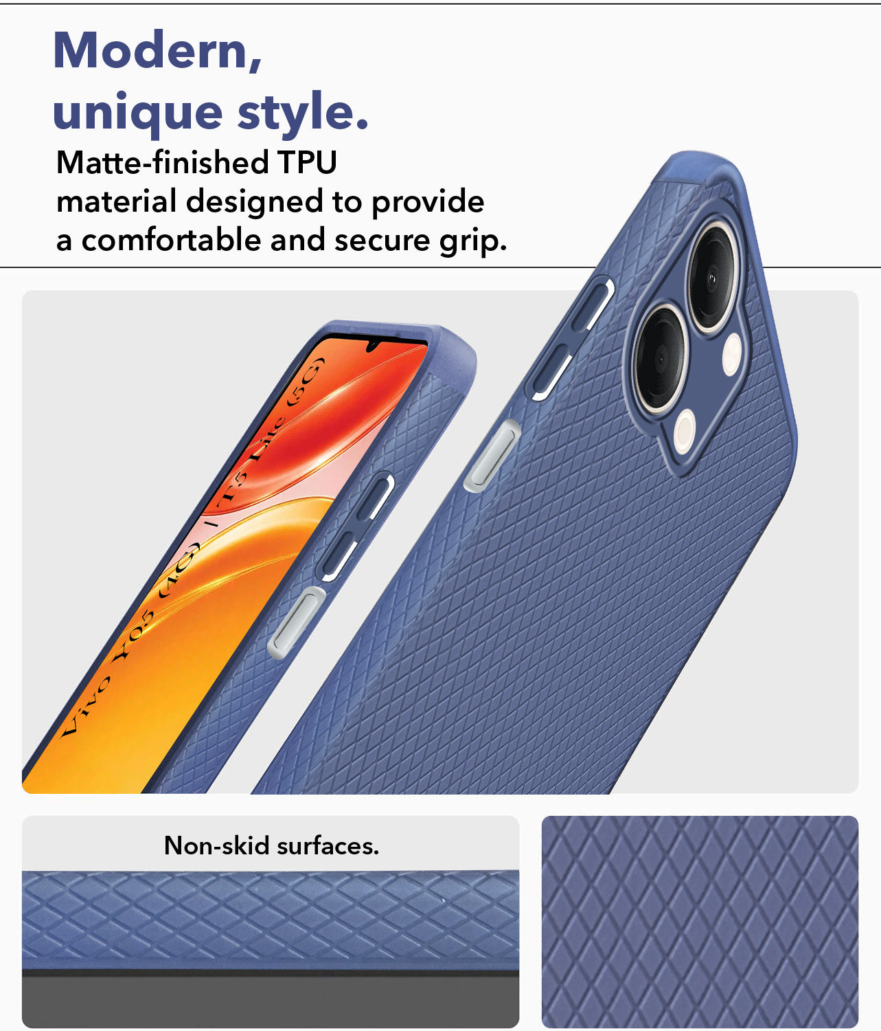 For Vivo Y05 (4G) | Vivo T5 Lite (5G) Back Cover Case Liquid Silicone (Camera Protection | Side Grip Texture | Soft and Flexible)