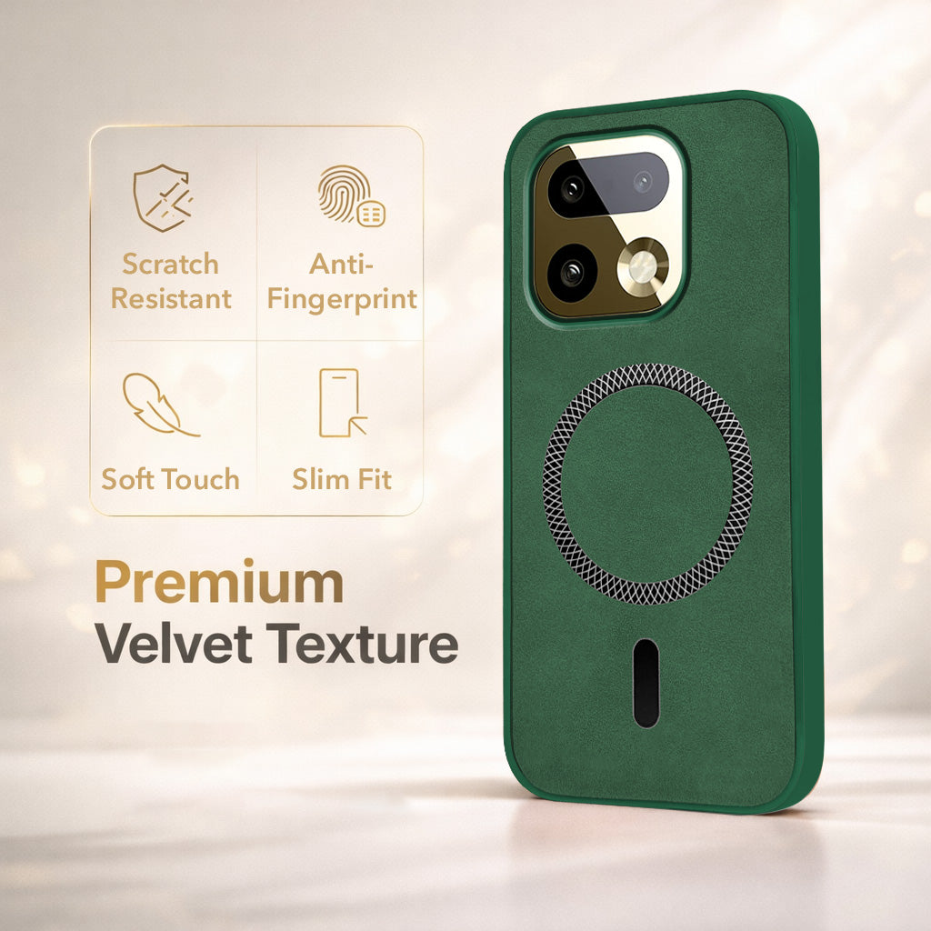 For Realme 16 Pro Plus 5G Back Cover Case Leather Finish (MagSafe Compatible Wireless Charging | Soft Touch | Camera Bump Protection)