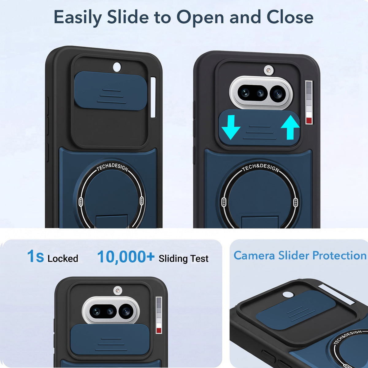 For Nothing Phone 4A 5G Back Case Cover Metallic (Hybrid Armor Kickstand | Sliding Shutter Camera Protection | MagSafe Compatible)