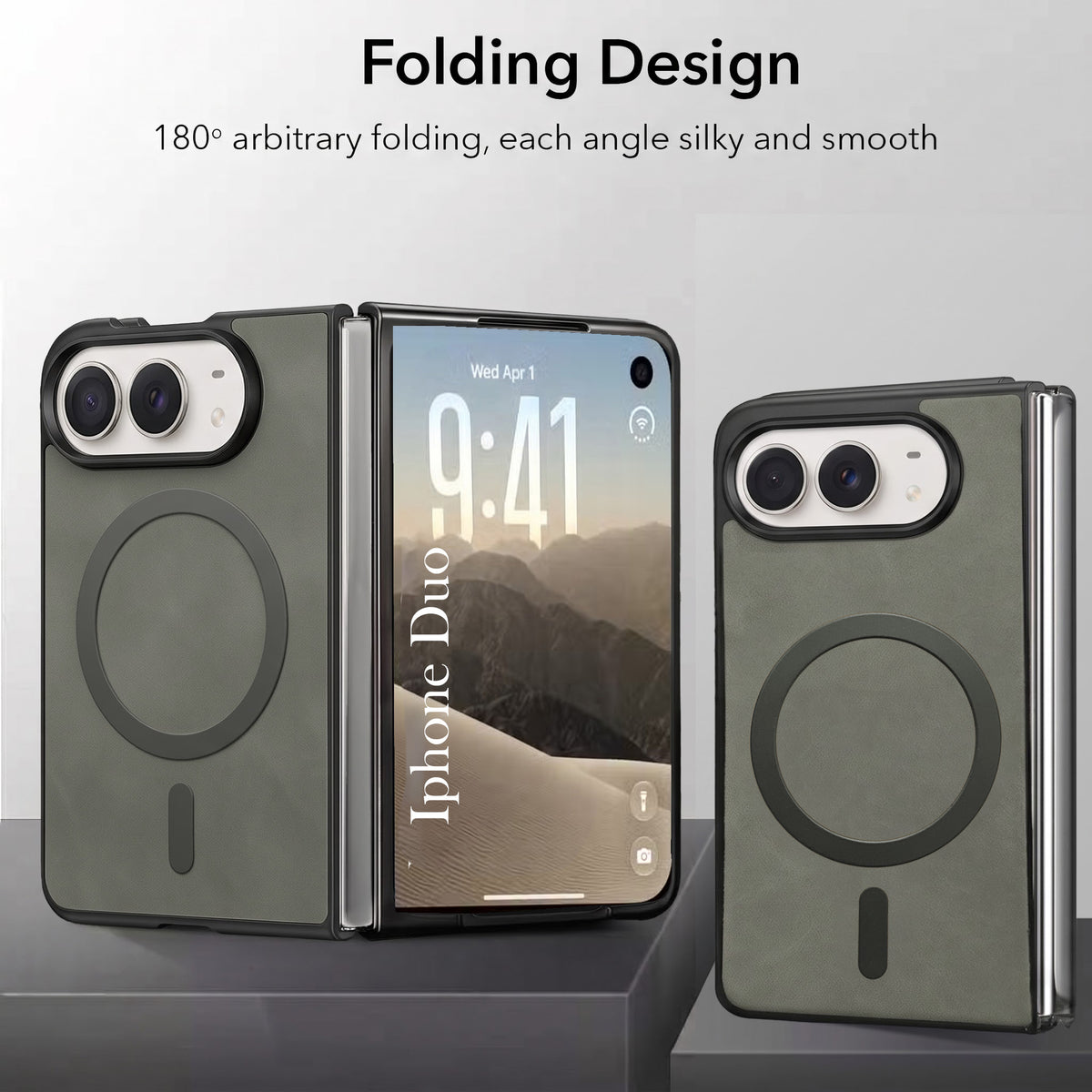 For Apple iPhone Duo Back Cover Case Leather Finish (MagSafe Wireless Charging Compatible | Inside Microfiber Cloth)