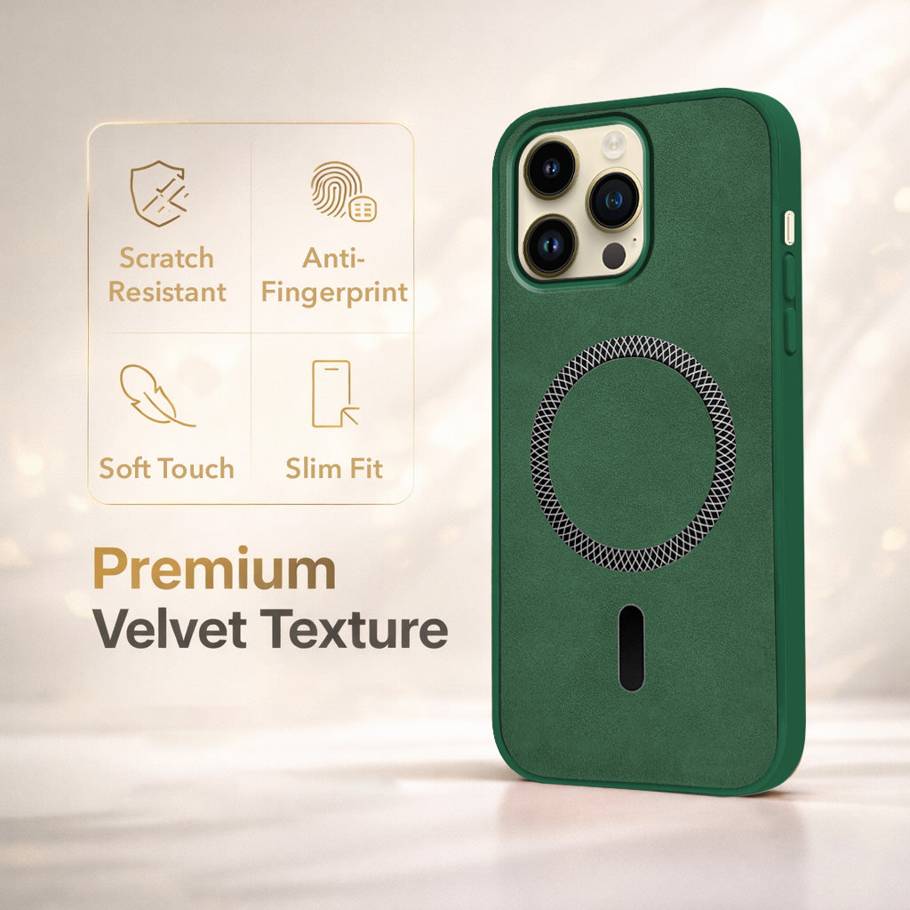 For Apple iPhone 14 Pro Max Back Cover Case Leather Finish(MagSafe Compatible Wireless Charging | Soft Touch | Camera Bump Protection)