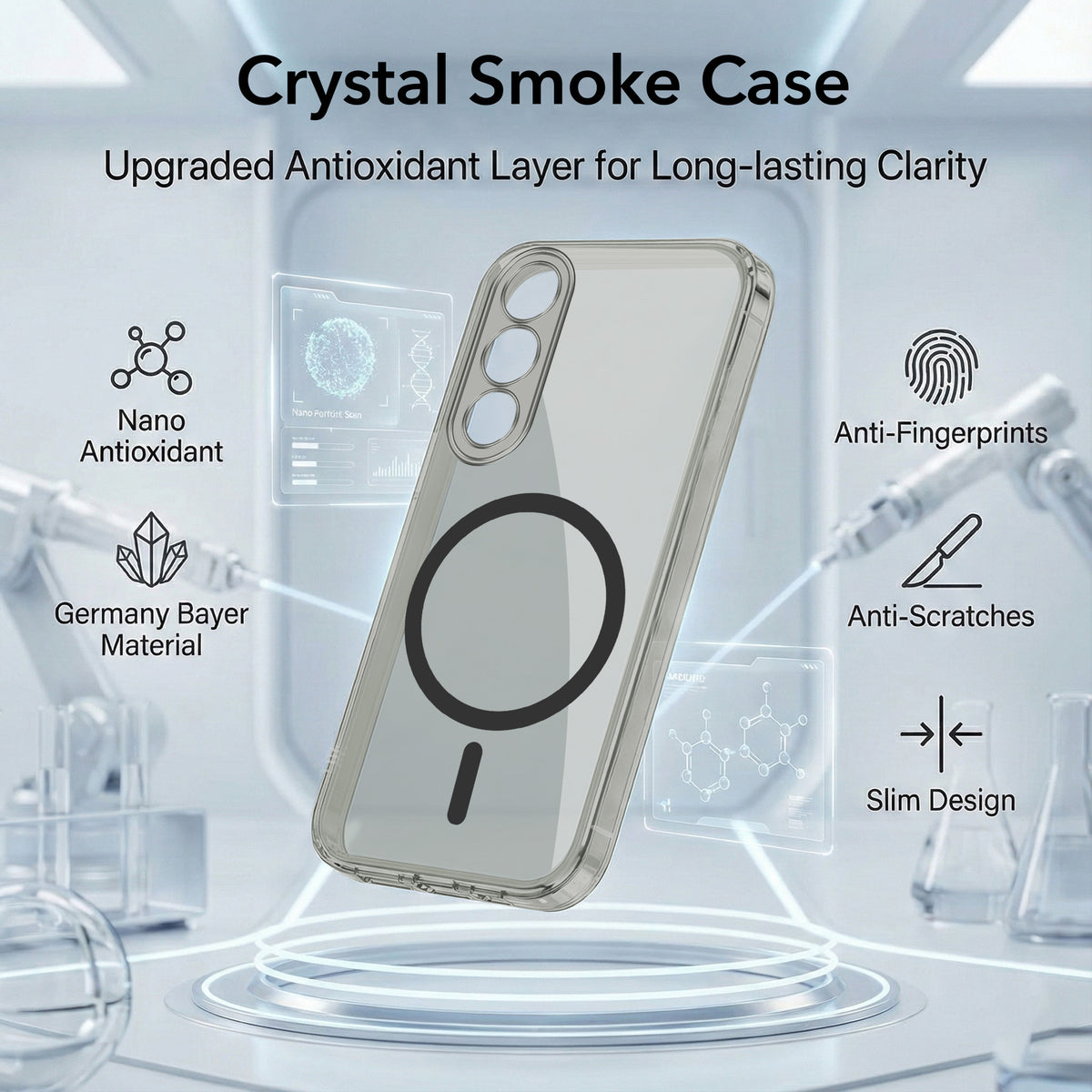 For Vivo V70 FE 5G Back Cover Case Lifetime Anti-Yellow MagSafe Compatible Clear (Sleek Hard Crystal | Shockproof and Camera Protection)