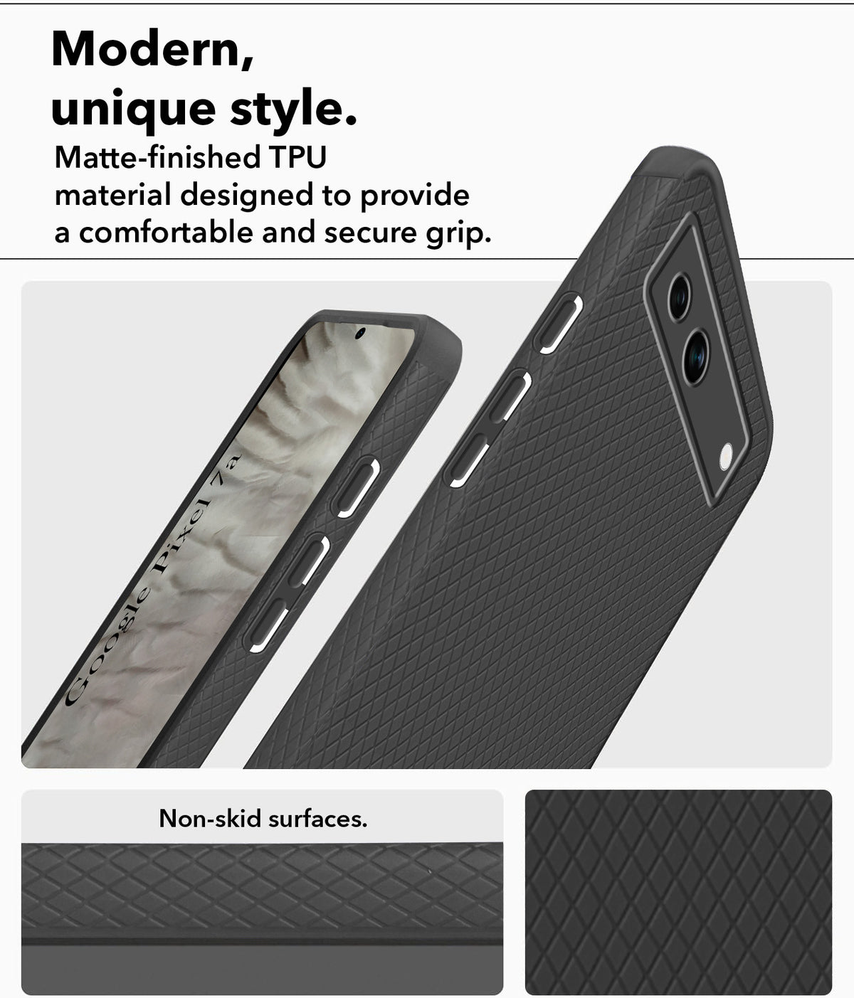 For Google Pixel 7a Back Cover Case Liquid Silicone (Camera Protection | Side Grip Texture | Soft and Flexible)
