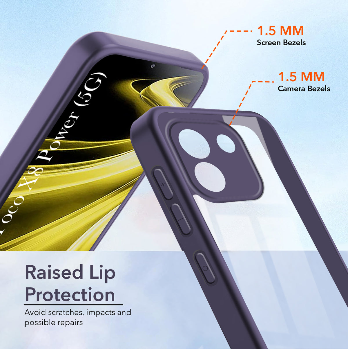 For Poco X8 Power Back Cover Case Ultra-Hybrid (Lifetime Anti Yellow | Anti Scratch | Crystal Clear Shockproof)