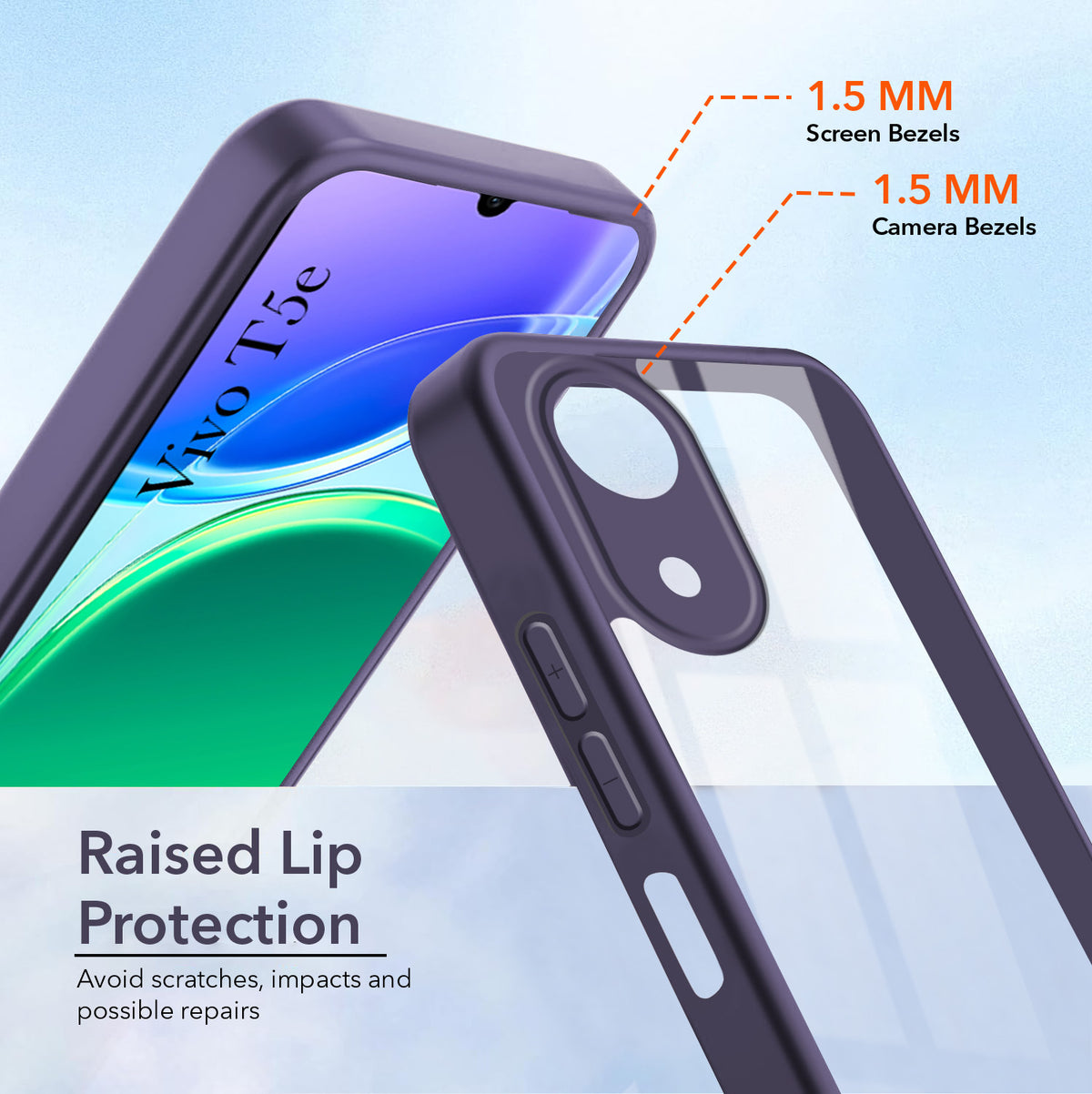 For Vivo T5e 4G Back Cover Case Ultra-Hybrid (Lifetime Anti Yellow | Anti Scratch | Crystal Clear Shockproof)