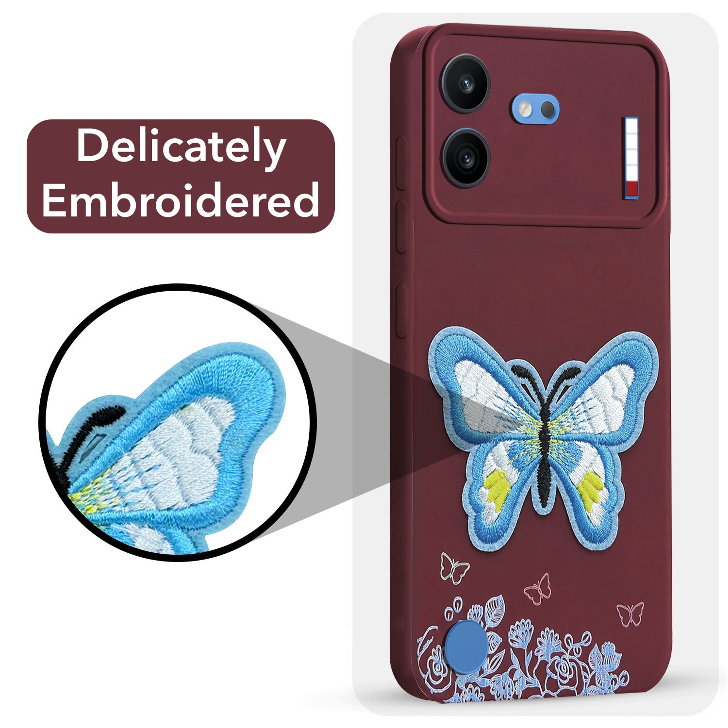 For Nothing Phone 4B 5G Back Cover Case (Soft Butterfly Embroidery | Women Teen Girls | Camera Protection| Matte Silicone)