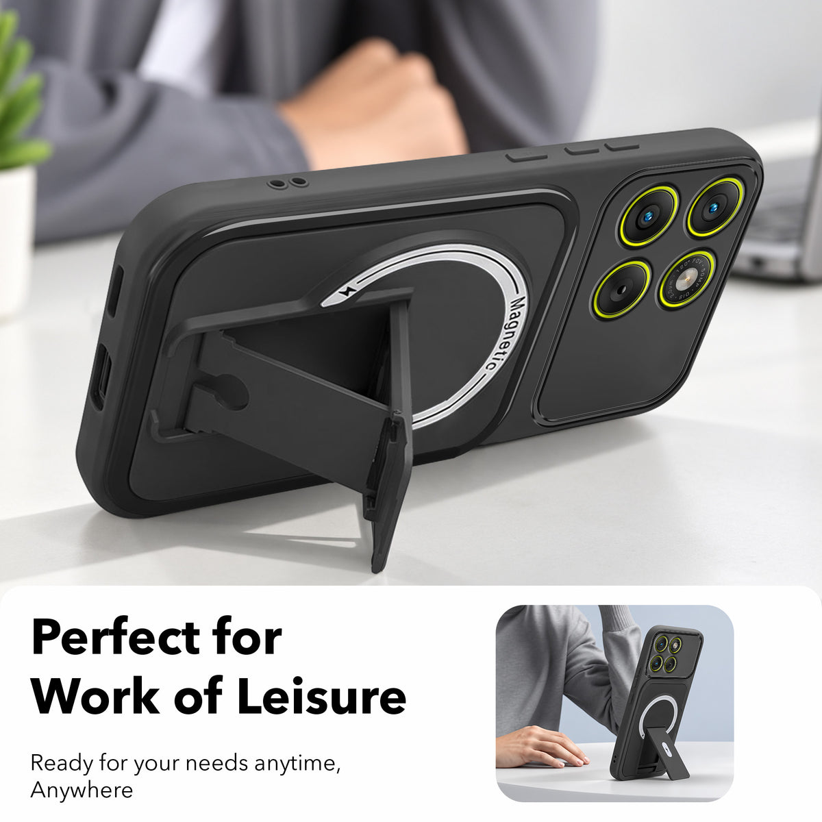 For Motorola Moto Edge 70 Back Case Cover Metallic (Hybrid Armor Kickstand | MagSafe Compatible | Camera Protection Shockproof)