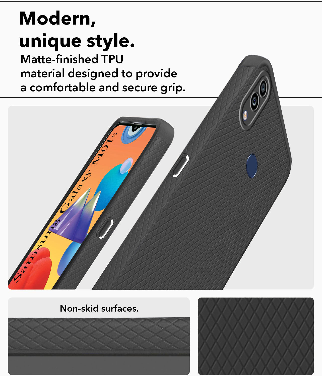 For Samsung Galaxy M01s Back Cover Case Liquid Silicone (Camera Protection | Side Grip Texture | Soft and Flexible)