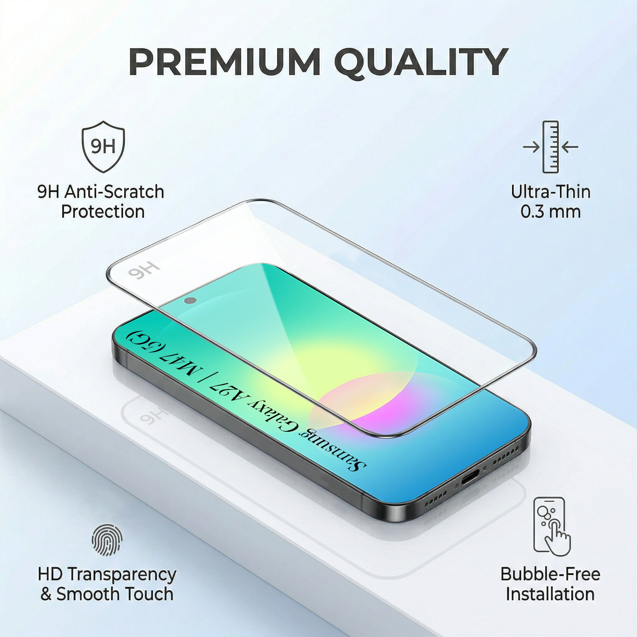 For Samsung A27 5G | Samsung M47 5G Combo with Back Cover and 9H Tempered Glass (Liquid Silicone | Camera Protection | Oleophobic Coating Screen Glass)