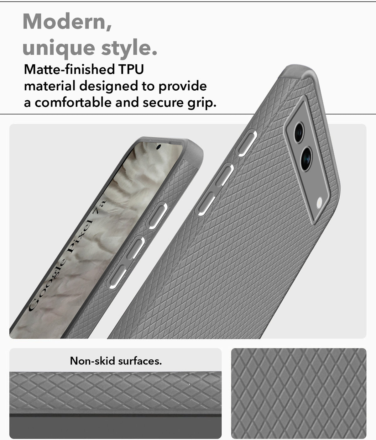 For Google Pixel 7a Back Cover Case Liquid Silicone (Camera Protection | Side Grip Texture | Soft and Flexible)