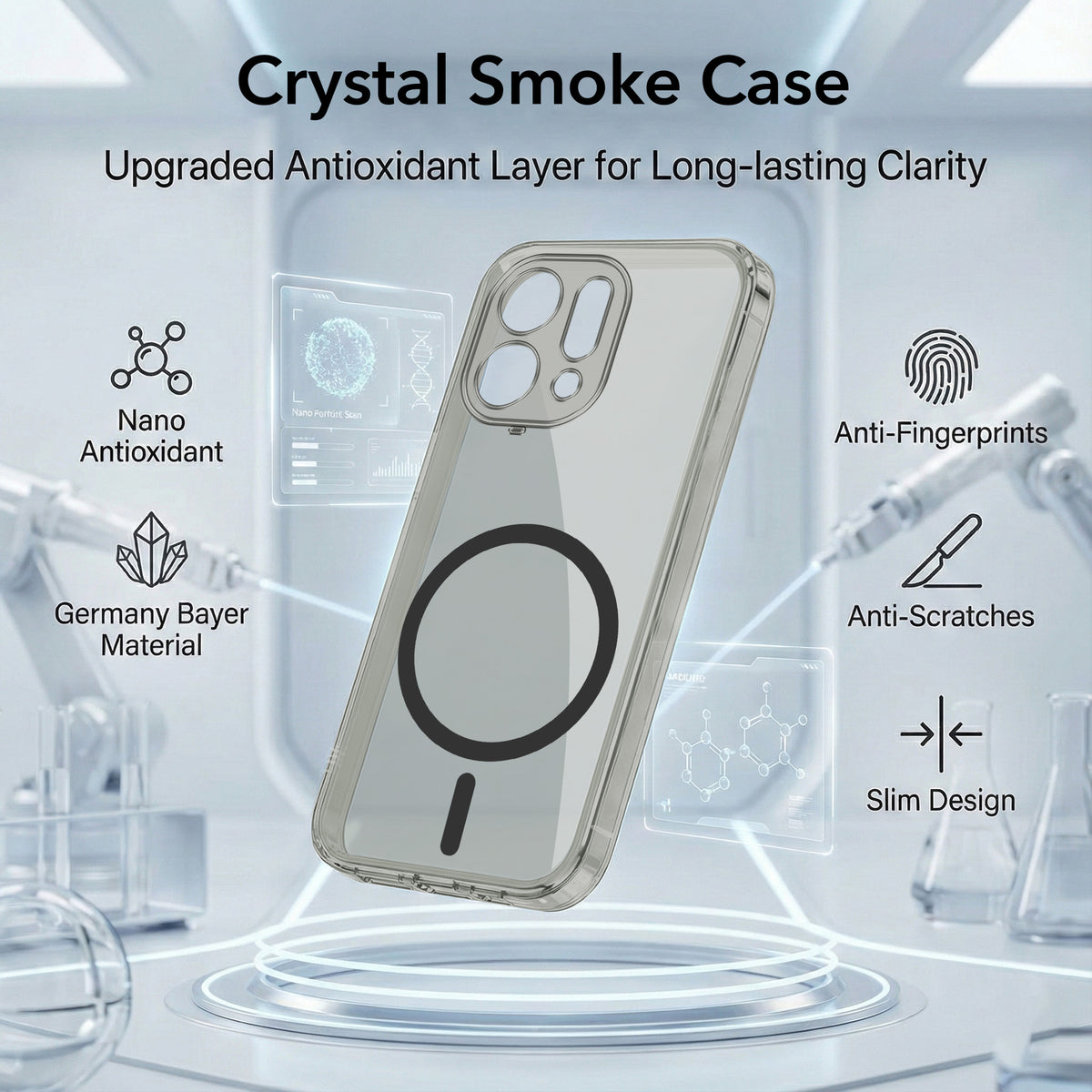 For Vivo V70 | Vivo V70 Elite 5G Back Cover Case Lifetime Anti-Yellow MagSafe Compatible Clear (Sleek Hard Crystal | Shockproof and Camera Protection)