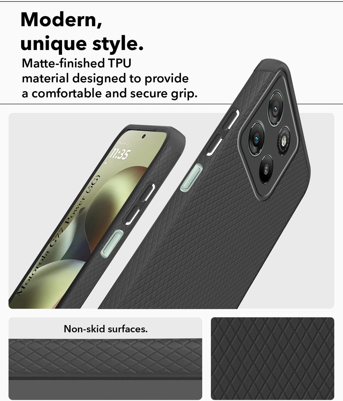 For Motorola Moto G77 Power Back Cover Case Liquid Silicone (Camera Protection | Side Grip Texture | Soft and Flexible)