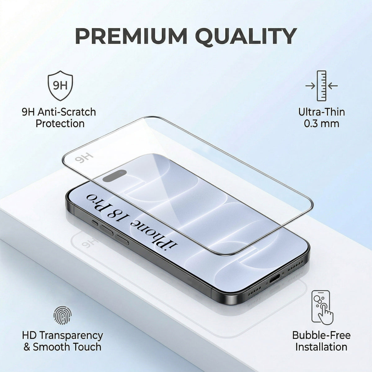 For Apple iPhone 18 Pro Combo with Back Cover and 9H Tempered Glass (Lifetime Anti-Yellow | Sleek Hard Crystal | Oleophobic Coating Screen Glass)