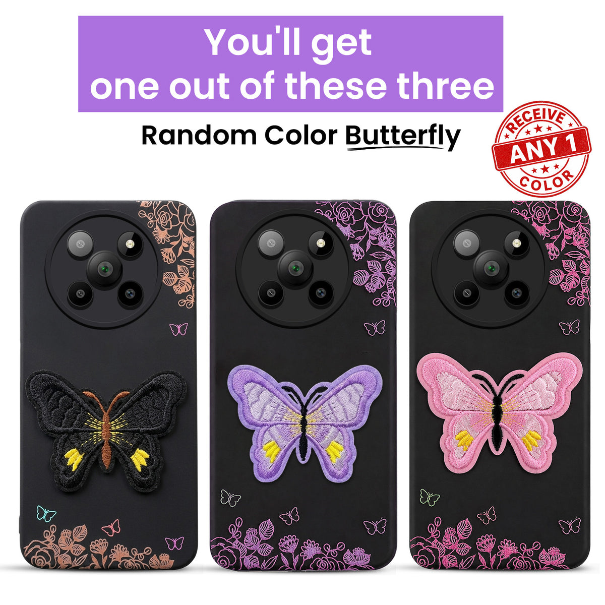 For Lava Agni 2 5G Back Cover Case (Soft Butterfly Embroidery | Women Teen Girls | Camera Protection| Matte Silicone)