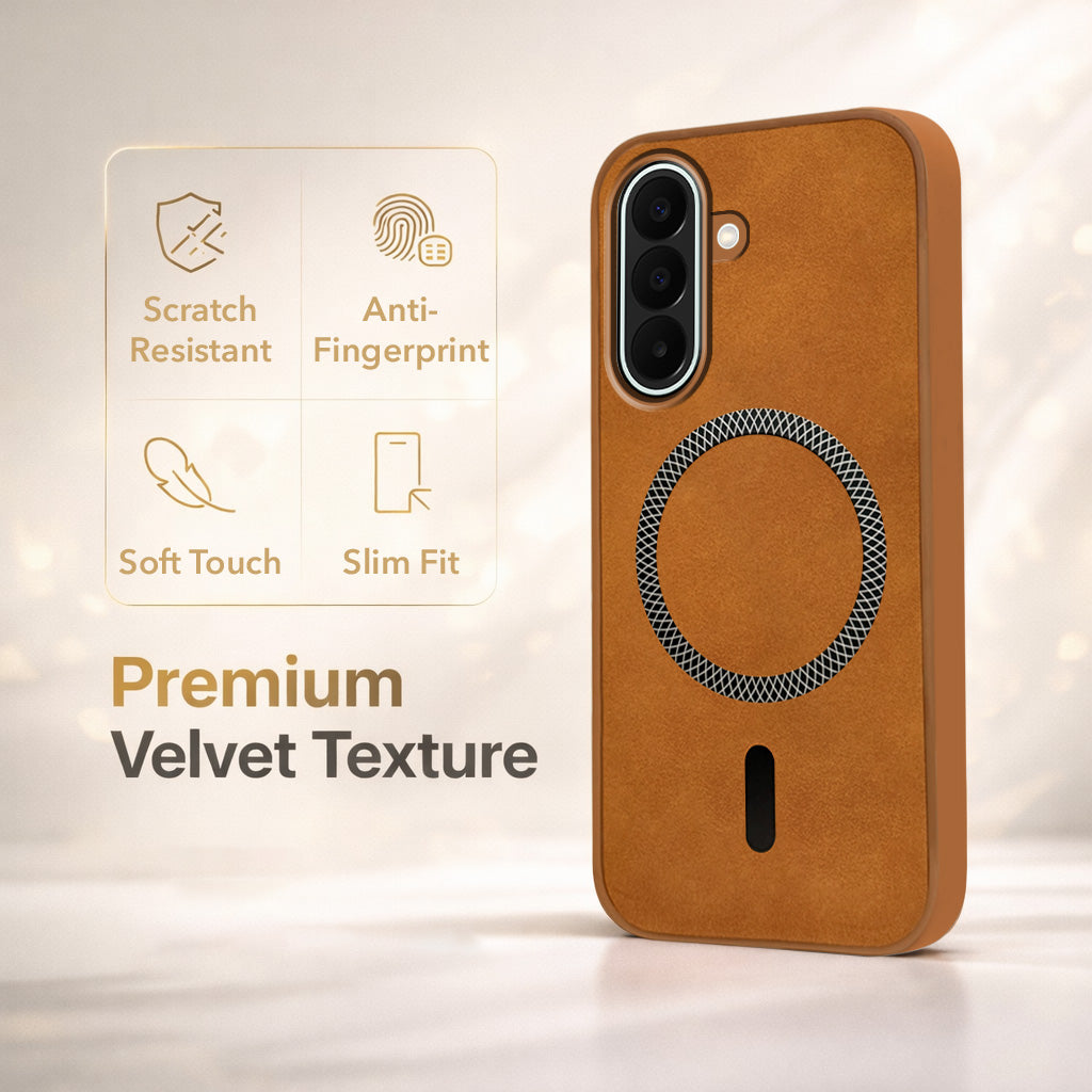For Samsung Galaxy F70 Pro 5G Back Cover Case Leather Finish (MagSafe Compatible Wireless Charging | Soft Touch | Camera Bump Protection)