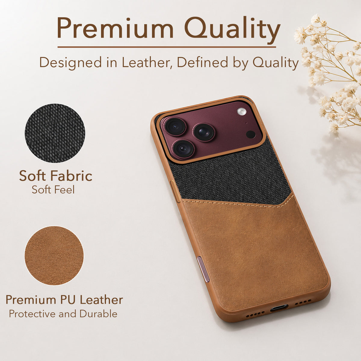 For Apple iPhone 18 Pro Max Back Cover Case (Dual PU Leather Stitch | Professional Minimalist | Soft and Flexible)