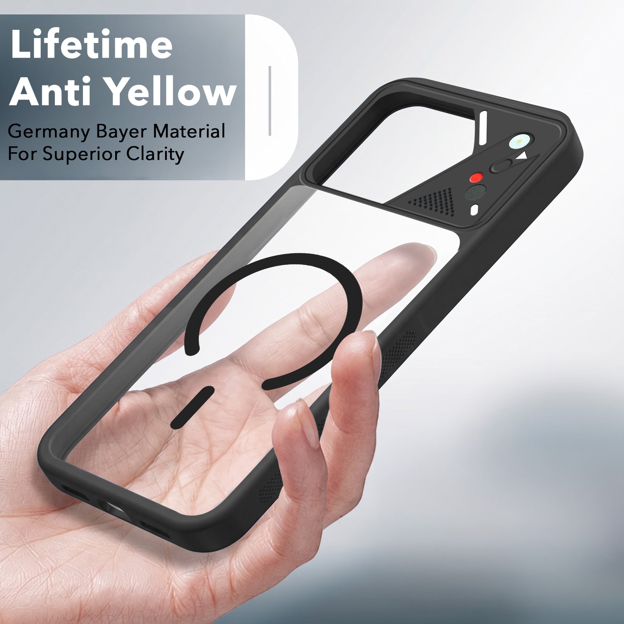 For Oppo F33 Pro 5G Back Cover Case Lifetime Anti-Yellow Clear (Camera Protection | Side Grip | Wireless MagSafe Compatible)
