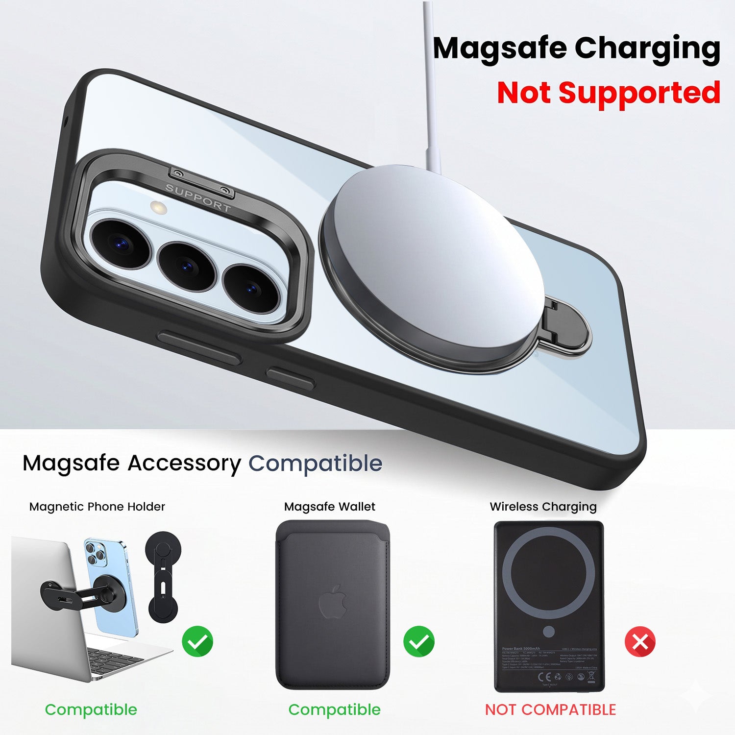 For Samsung Galaxy S26 5G Back Cover Case Crystal (Lifetime Anti Yellow | Magnetic Ring Stand | Camera Lens Protection | MagSafe Compatible)