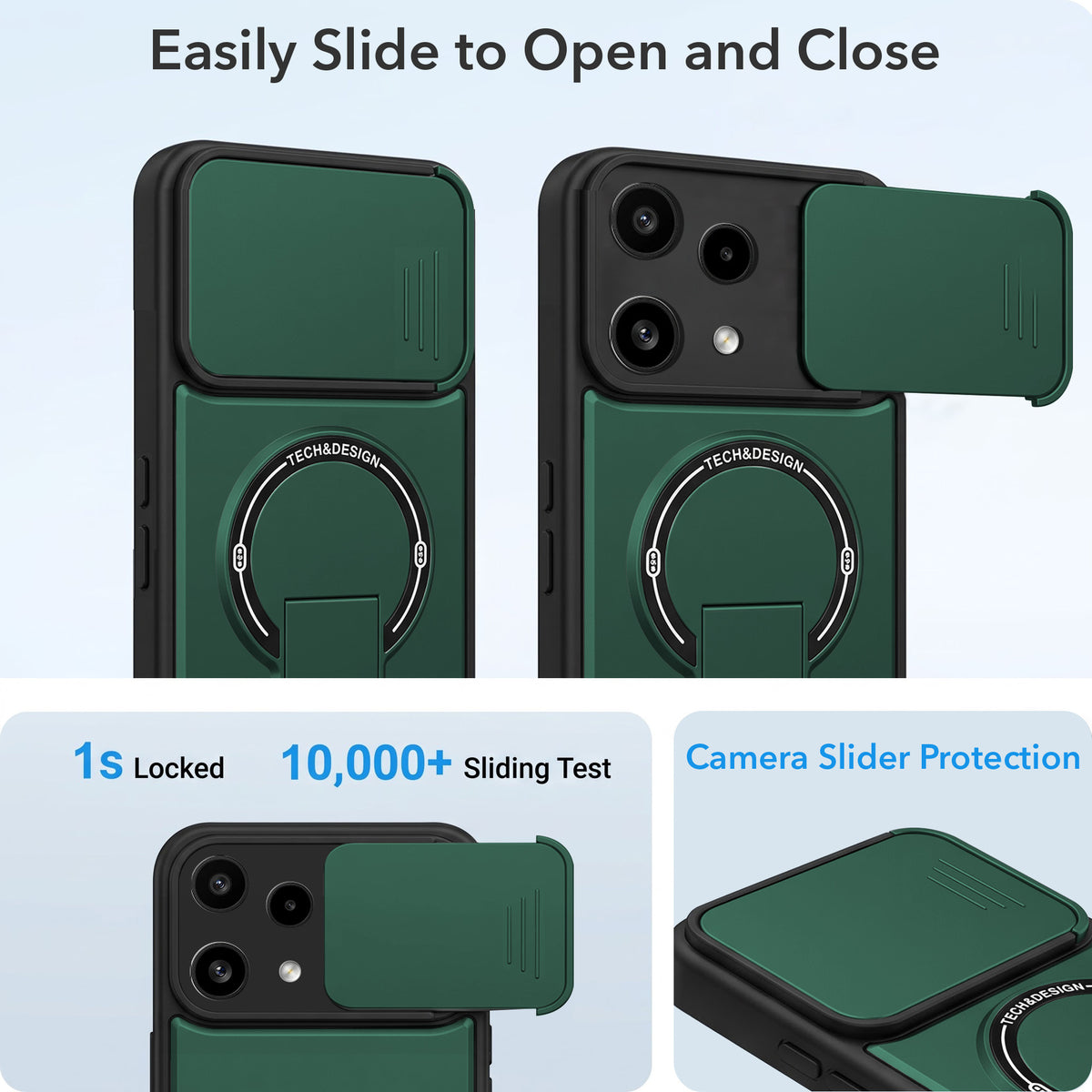 For Nothing Phone 3A Lite Back Case Cover Metallic (Hybrid Armor Kickstand | Sliding Shutter Camera Protection | MagSafe Compatible)