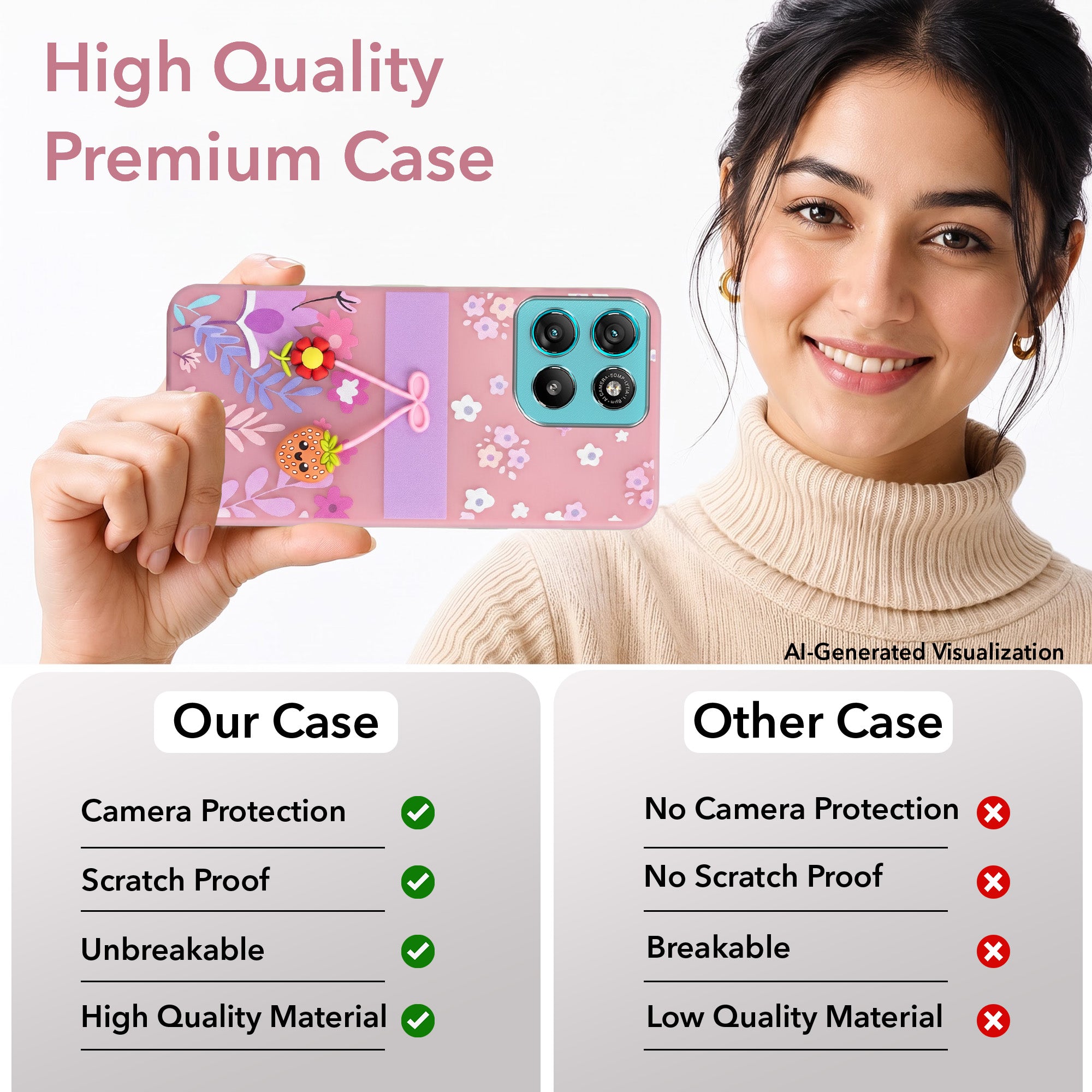 For Motorola Moto G67 Power | G57 Power Back Cover Case (3D Cute Cartoons | Hard Back Side Soft | Matte Premium Finish | HD Printing)