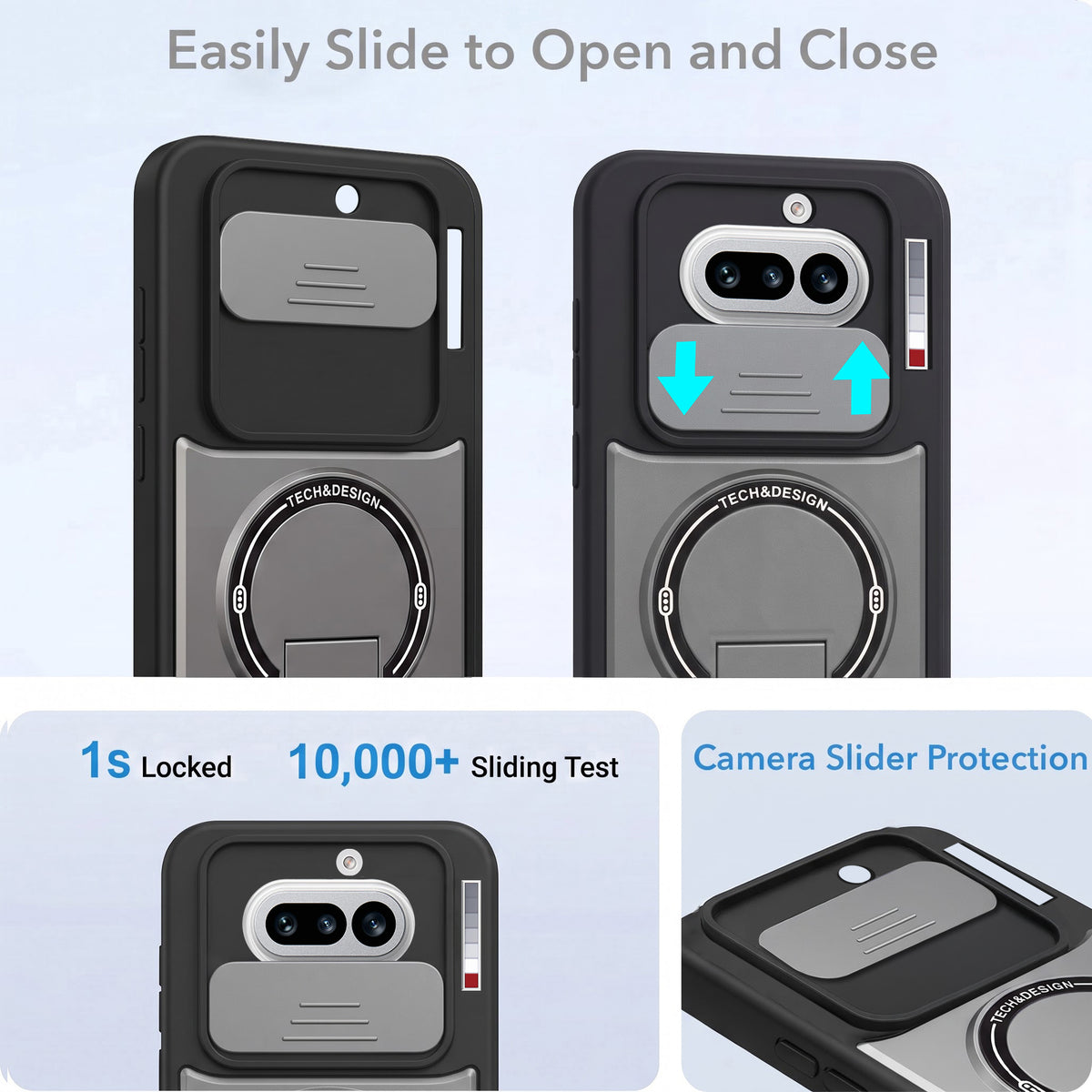 For Nothing Phone 4A 5G Back Case Cover Metallic (Hybrid Armor Kickstand | Sliding Shutter Camera Protection | MagSafe Compatible)