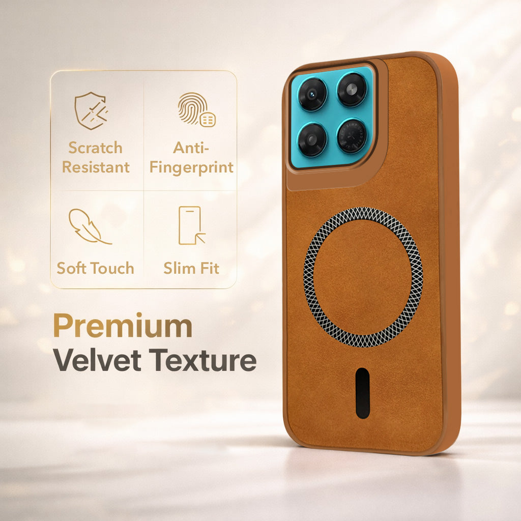 For Motorola Moto G37 Power Back Cover Case Leather Finish (MagSafe Compatible Wireless Charging | Soft Touch | Camera Bump Protection)