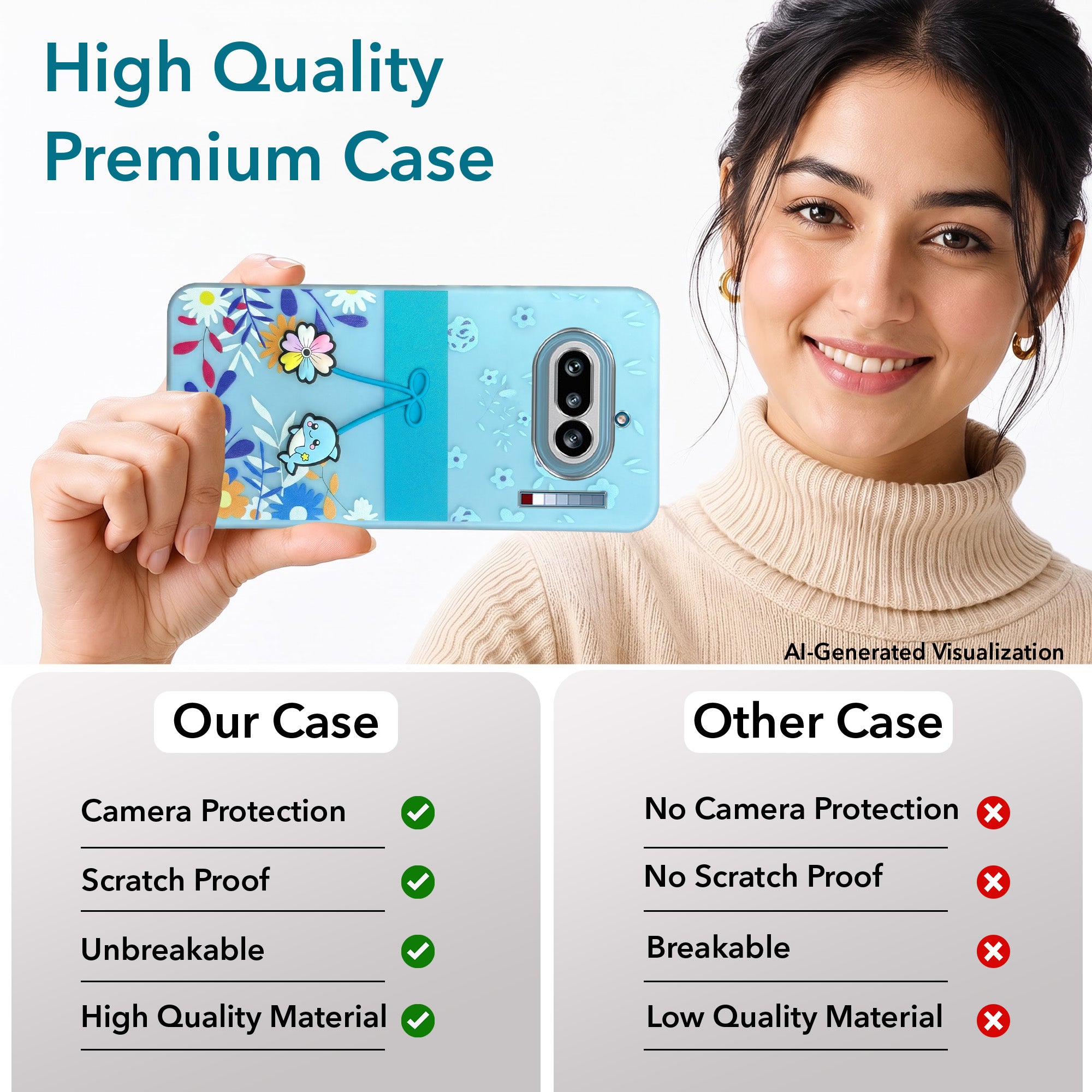 For Nothing Phone 4A 5G Back Cover Case (3D Cute Cartoons | Hard Back Side Soft | Matte Premium Finish | HD Printing)