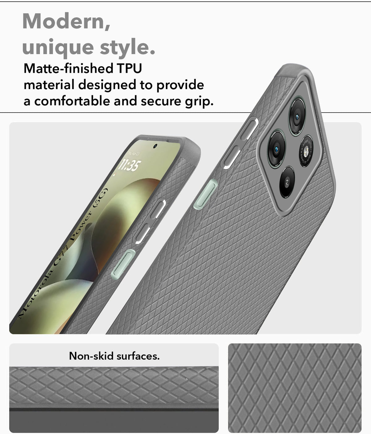 For Motorola Moto G77 Power Back Cover Case Liquid Silicone (Camera Protection | Side Grip Texture | Soft and Flexible)