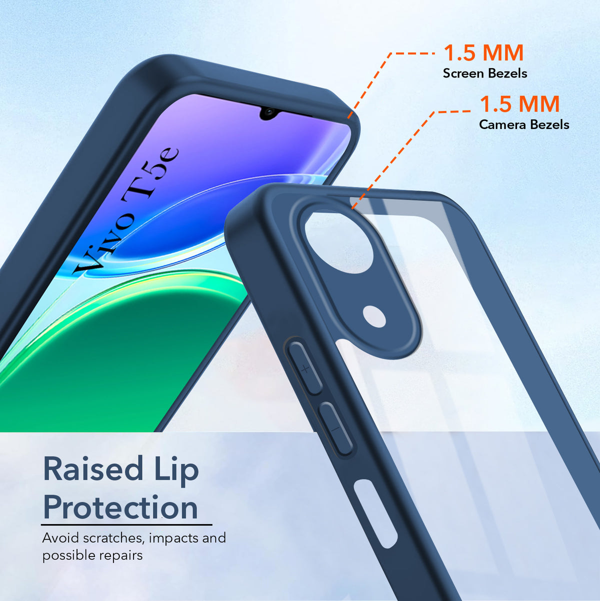For Vivo T5e 4G Back Cover Case Ultra-Hybrid (Lifetime Anti Yellow | Anti Scratch | Crystal Clear Shockproof)