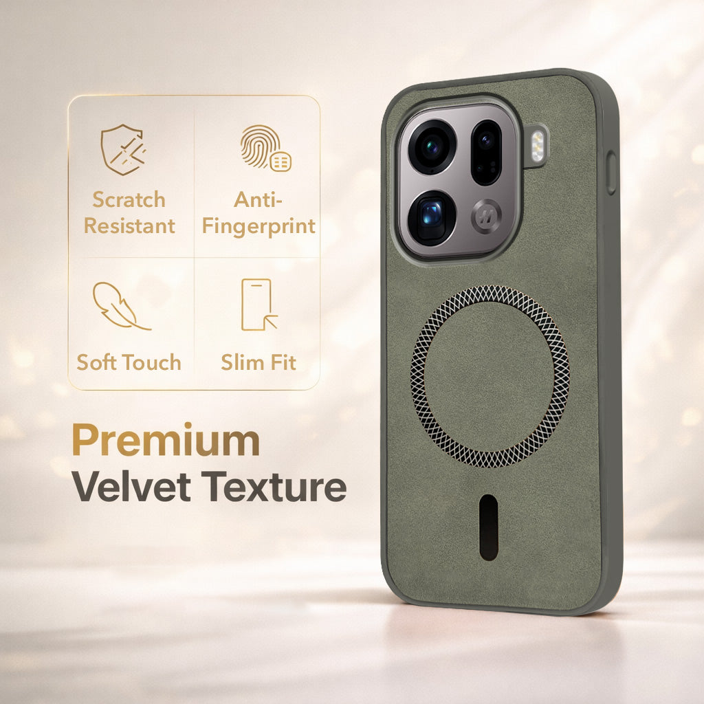 For Oppo Find X9 Pro Back Cover Case Leather Finish (MagSafe Compatible Wireless Charging | Soft Touch | Camera Bump Protection)
