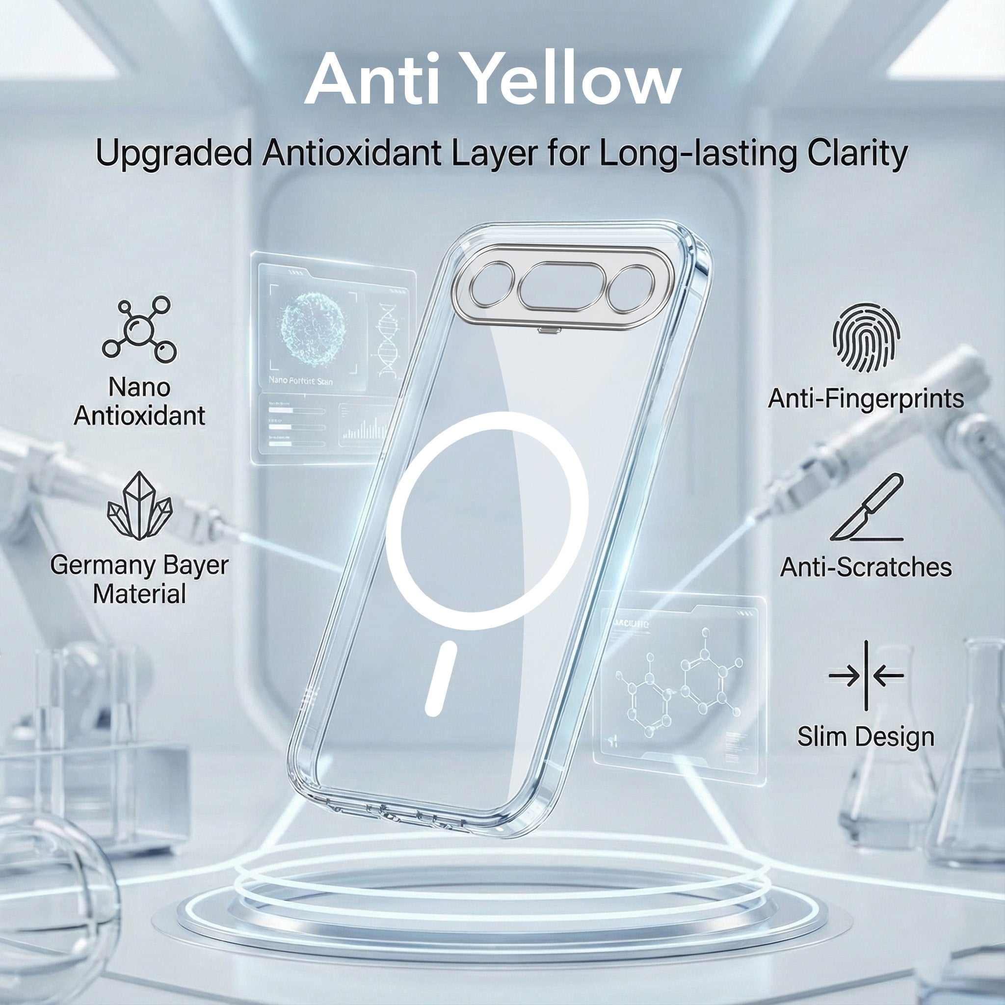 For Vivo X300 FE Back Cover Case Lifetime Anti-Yellow MagSafe Compatible Clear (Sleek Hard Crystal | Shockproof and Camera Protection)