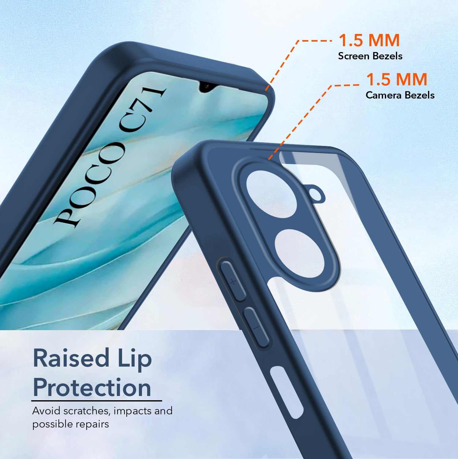 For Poco C71 Back Cover Case Ultra-Hybrid (Lifetime Anti Yellow | Anti Scratch | Crystal Clear Shockproof)