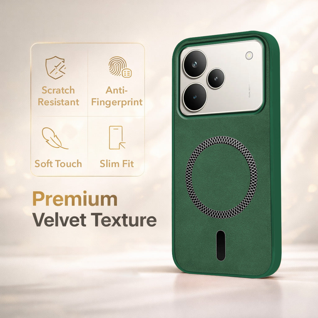 For Realme P4 Pro Back Cover Case Leather Finish (MagSafe Compatible Wireless Charging | Soft Touch | Camera Bump Protection)