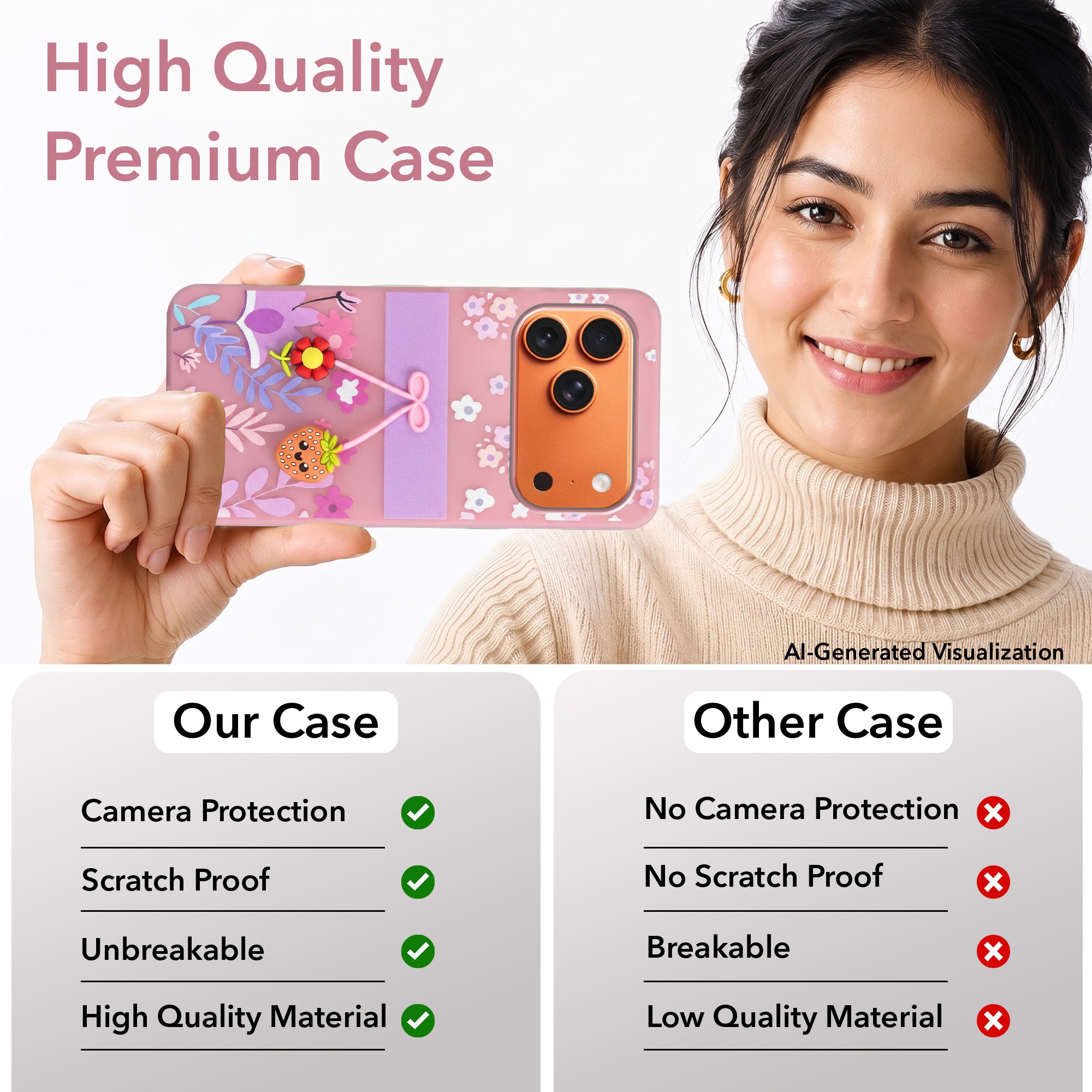 For Apple iPhone 17 Pro Max Back Cover Case (3D Cute Cartoons | Hard Back Side Soft | Matte Premium Finish | HD Printing)