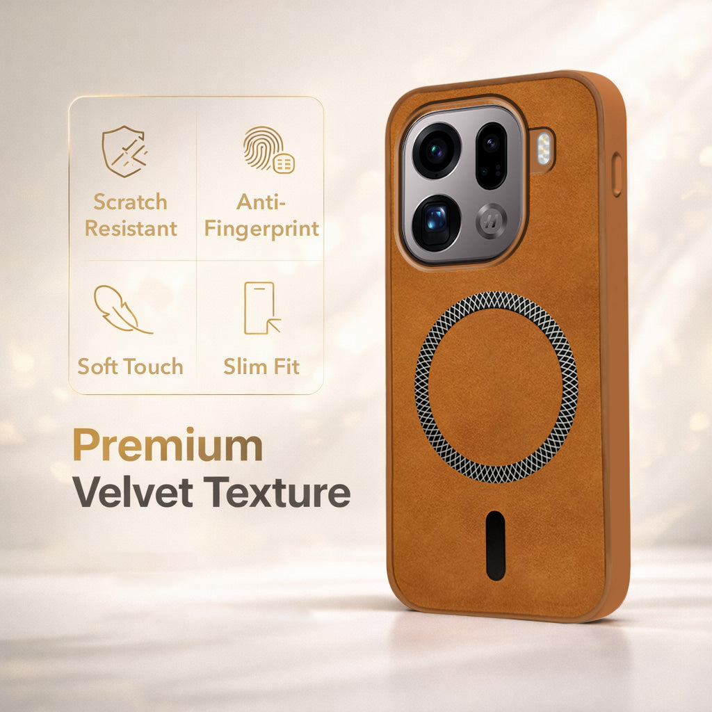 For Oppo Find X9 Pro Back Cover Case Leather Finish (MagSafe Compatible Wireless Charging | Soft Touch | Camera Bump Protection)