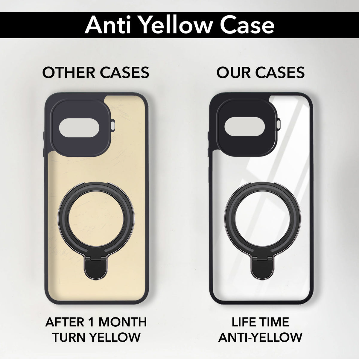 For Vivo iQOO 15R 5G Back Cover Case (Kick Stand Ring Holder | Life time Anti Yellow | Camera Protection)