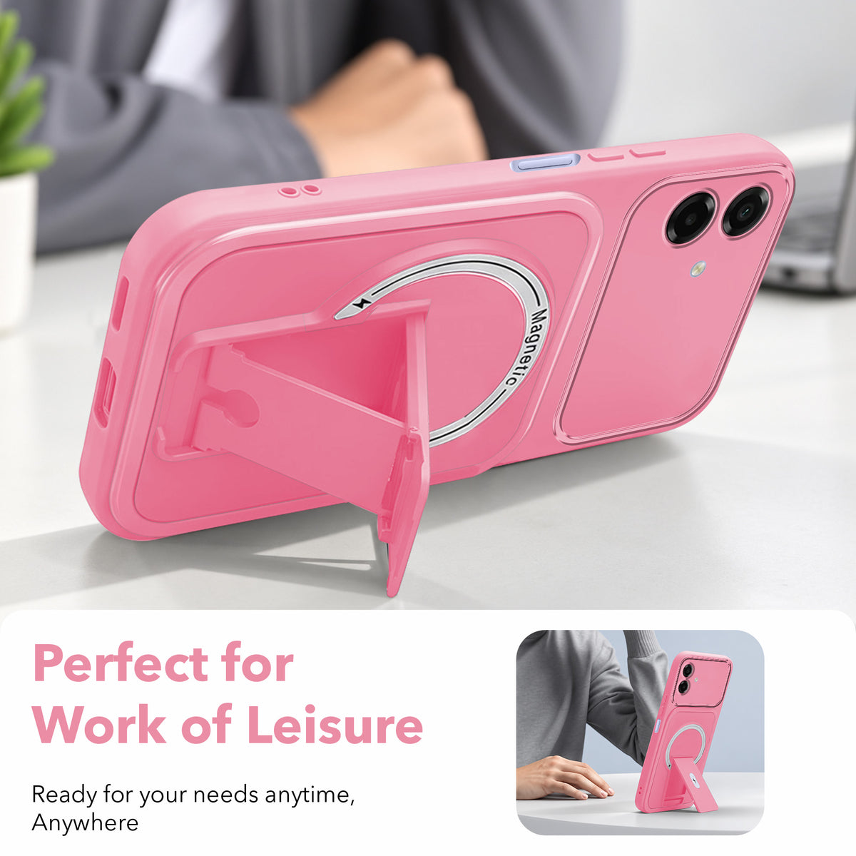 For Samsung Galaxy A07 5G | F70e 5G Back Case Cover Metallic (Hybrid Armor Kickstand | MagSafe Compatible | Camera Protection Shockproof)