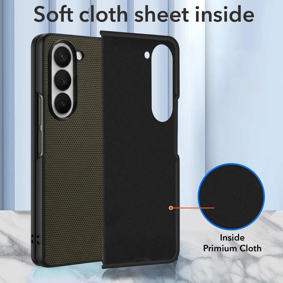 For Samsung Galaxy Z Fold 6 5G Premium Cover Case (Geometric Textured Hard PC | Soft Cloth Lining & Slim Shockproof Protection)