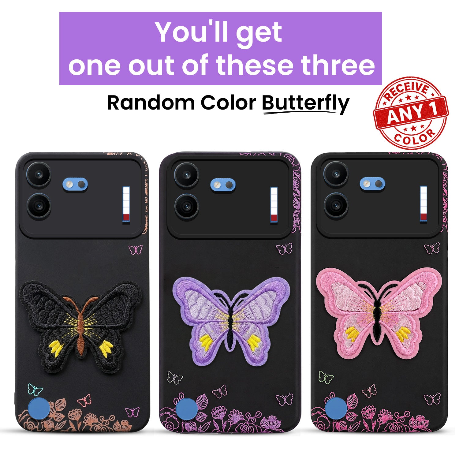 For Nothing Phone 4B 5G Power Back Cover Case (Soft Butterfly Embroidery | Women Teen Girls | Camera Protection| Matte Silicone)