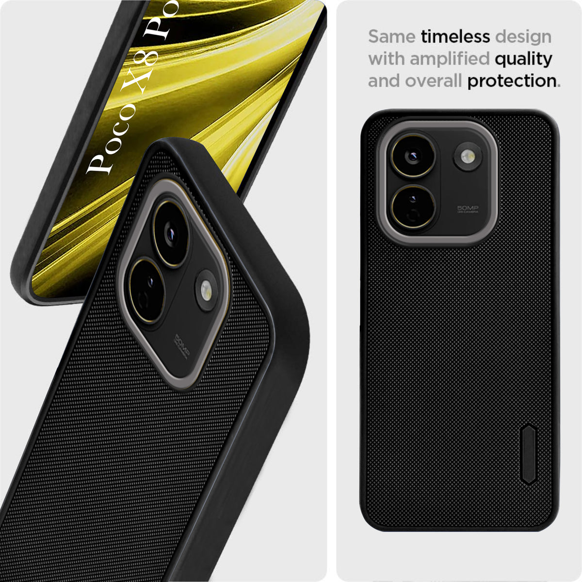 For Poco X8 Power Back Cover Case Rubberised (Textured Grip Design| Micro-Fiber Cloth Inside | Slim and Light Weight | Soft Touch and Feel)