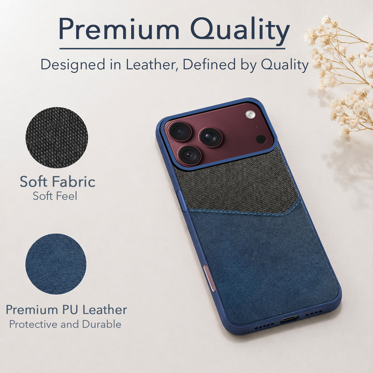 For Apple iPhone 18 Pro Max Back Cover Case (Dual PU Leather Stitch | Professional Minimalist | Soft and Flexible)